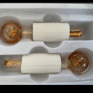 Gold Flake Glass Facial Globes - Set of 2